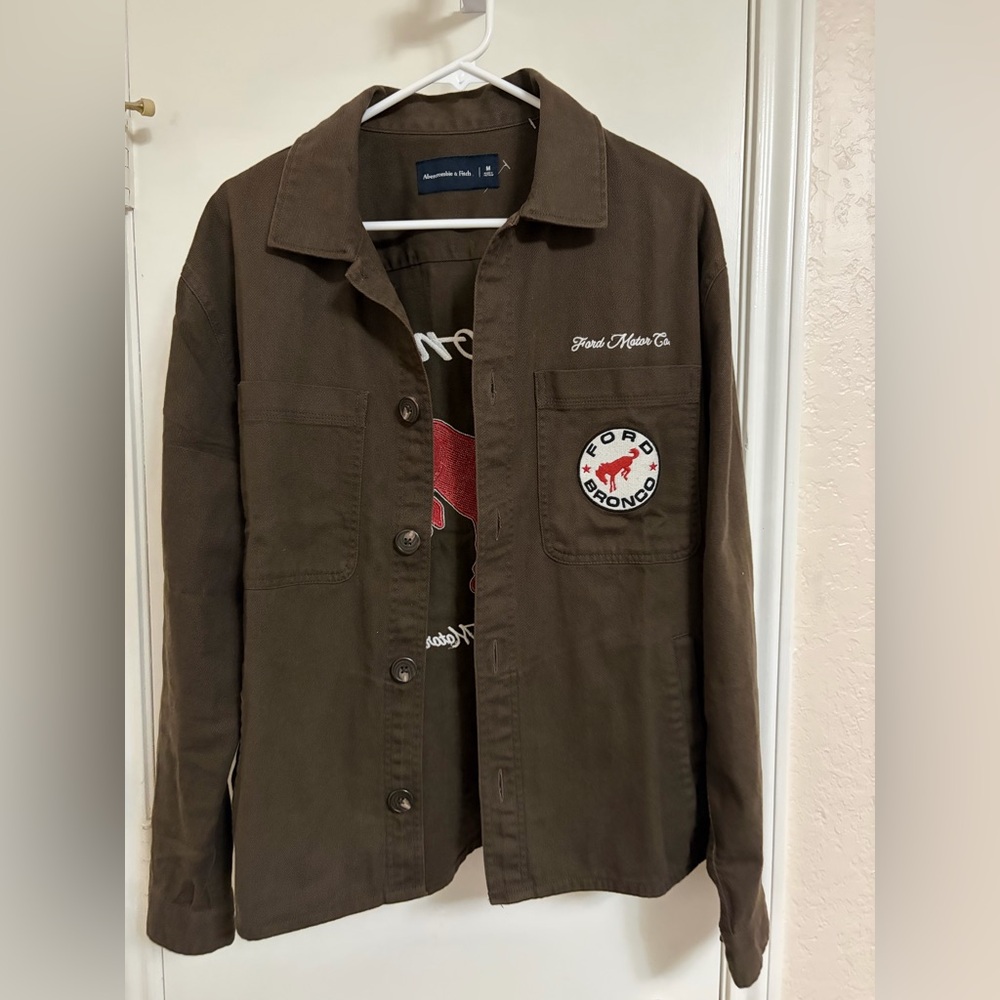 Abercrombie & Fitch Brown Work-Style Shirt Jacket with Patch
